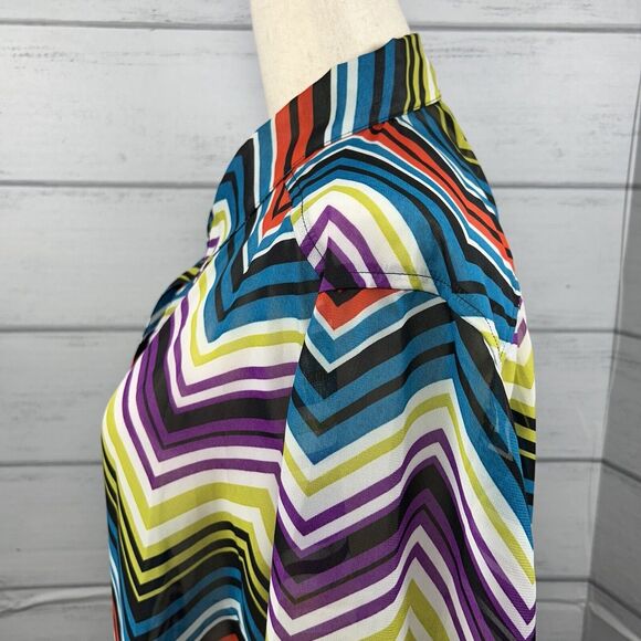 Lane Bryant Women's Top See Thru Chiffon Zigzag Long Sleeve Size XXL 2XL 18/20 - Picture 4 of 8